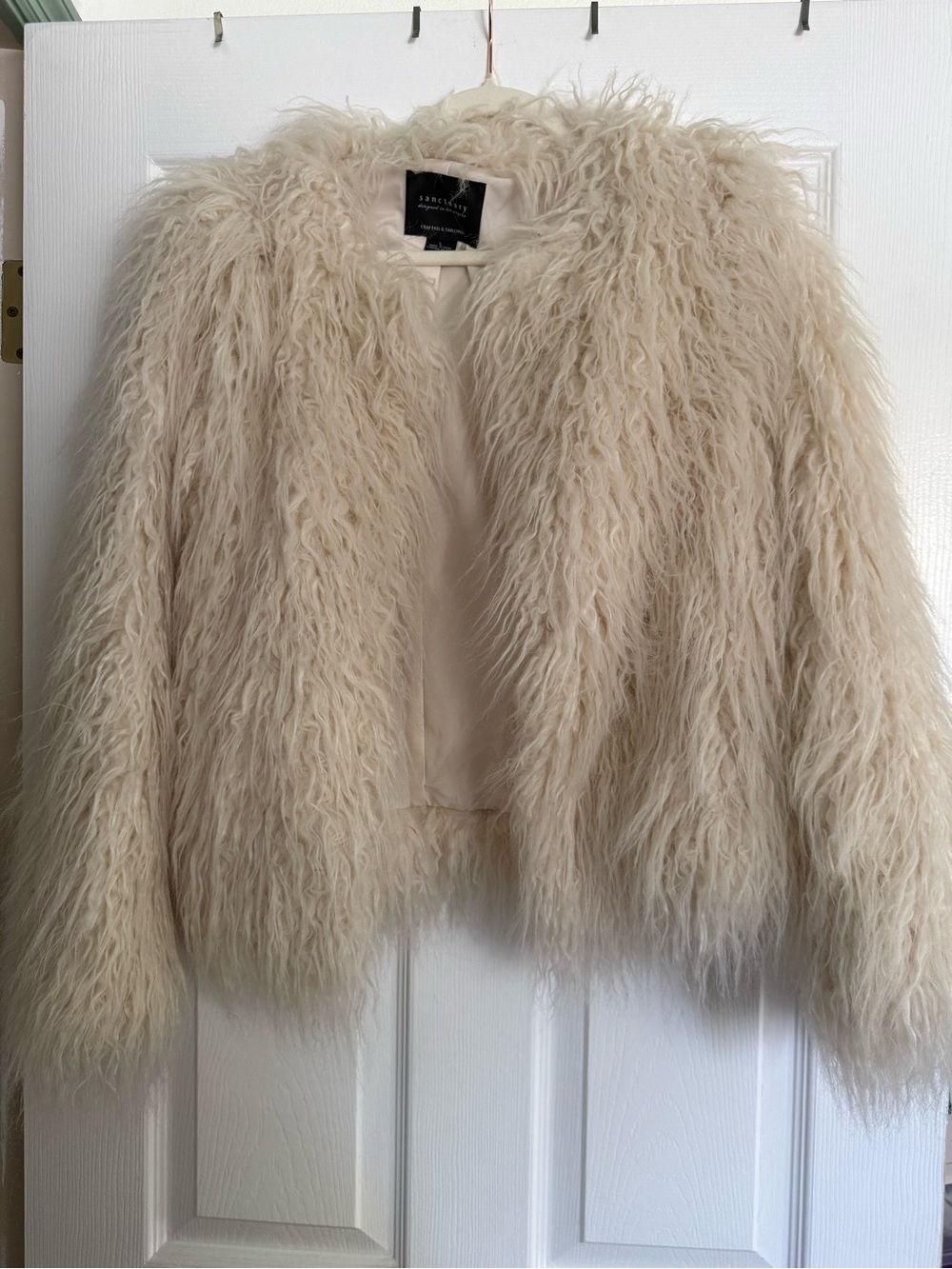 Reformation Faux Fur Shag Coat in Cream
